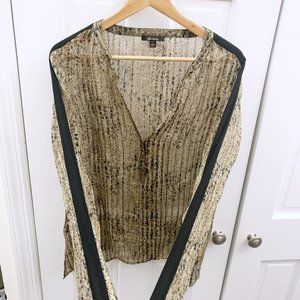 Ella Moss Metallic Stripe Animal Print Top